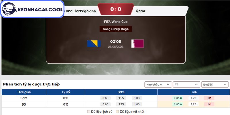 Kèo châu Á trận Bosnia & Herzegovina vs Qatar (02h00 25/06, FIFA World Cup)